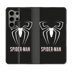 Housse Cuir Portefeuille Pour Samsung Galaxy S24 Ultra Spiderman Logo