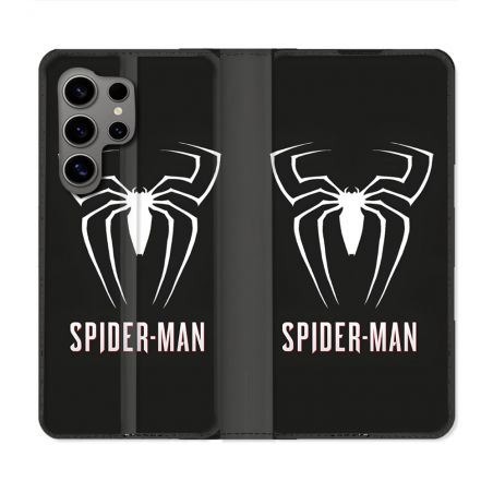 Housse Cuir Portefeuille Pour Samsung Galaxy S24 Ultra Spiderman Logo