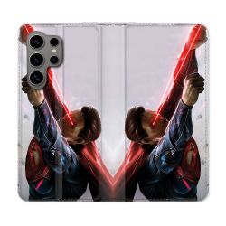 Housse Cuir Portefeuille Pour Samsung Galaxy S24 Ultra Superman Laser