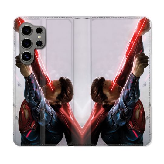 Housse Cuir Portefeuille Pour Samsung Galaxy S24 Ultra Superman Laser