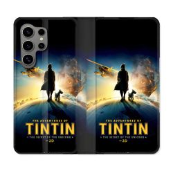 Housse Cuir Portefeuille Pour Samsung Galaxy S24 Ultra Tintin Affiche