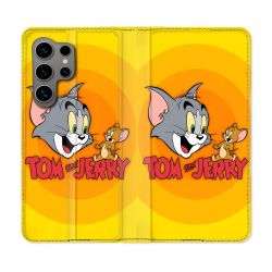 Housse Cuir Portefeuille Pour Samsung Galaxy S24 Ultra Tom Jerry