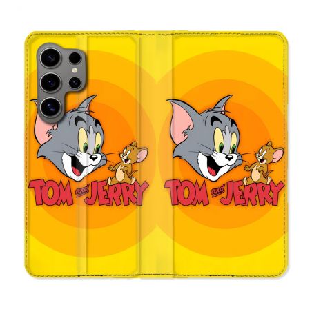 Housse Cuir Portefeuille Pour Samsung Galaxy S24 Ultra Tom Jerry