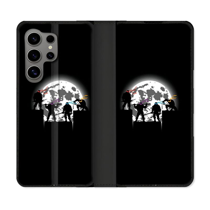 Housse Cuir Portefeuille Pour Samsung Galaxy S24 Ultra Tortue Ninja Ombre