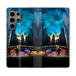 Housse Cuir Portefeuille Pour Samsung Galaxy S24 Ultra Tortue Ninja Ville