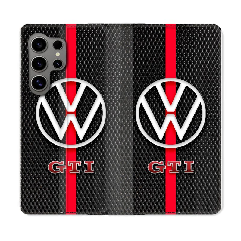 Housse Cuir Portefeuille Pour Samsung Galaxy S24 Ultra Volkwagen Line