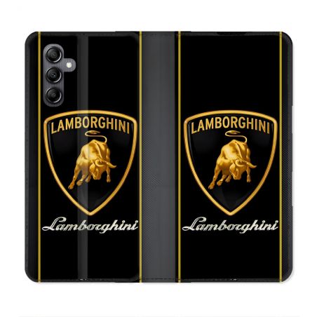 Housse Cuir Portefeuille Pour Samsung Galaxy S24 Lamborghini Carbone