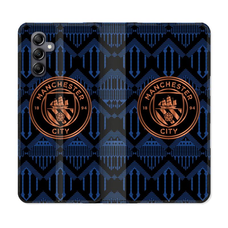 Housse Cuir Portefeuille Pour Samsung Galaxy S24 Foot Manchester City