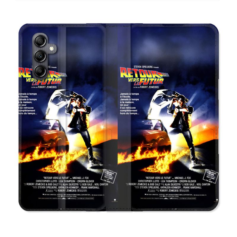 Housse Cuir Portefeuille Pour Samsung Galaxy S24 Retour Vers Le Futur Affiche