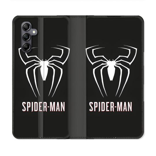 Housse Cuir Portefeuille Pour Samsung Galaxy S24 Spiderman Logo