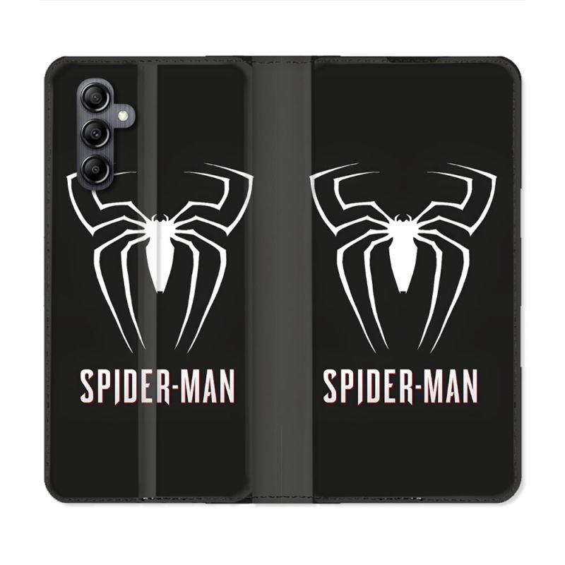Housse Cuir Portefeuille Pour Samsung Galaxy S24 Spiderman Logo