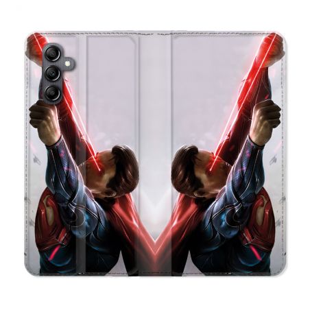 Housse Cuir Portefeuille Pour Samsung Galaxy S24 Superman Laser