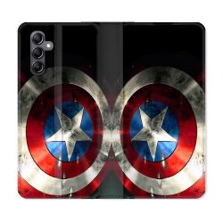 Housse Cuir Portefeuille Pour Samsung Galaxy S24 Plus Captain America Bouclier