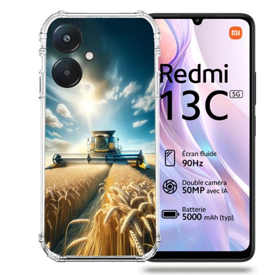 Coque Renforcée Pour Xiaomi Redmi 13C 5G Agriculture Moissonneuse Blé