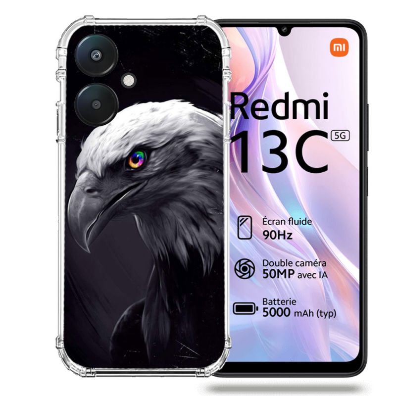 Coque Renforcée Pour Xiaomi Redmi 13C 5G Animal Aigle Royal Noir