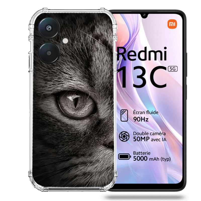 Coque Renforcée Pour Xiaomi Redmi 13C 5G Animal Chat Gris
