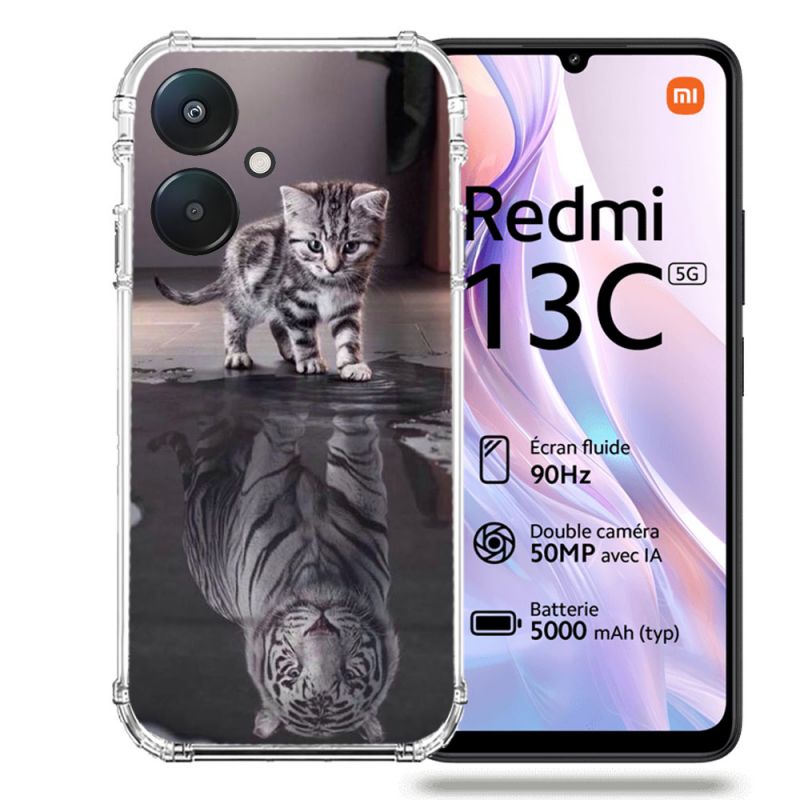 Coque Renforcée Pour Xiaomi Redmi 13C 5G Animal Chat Reflet