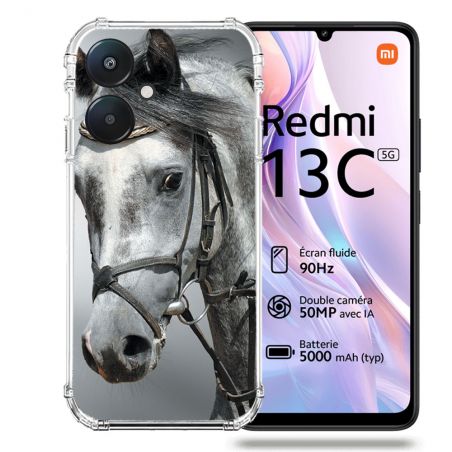 Coque Renforcée Pour Xiaomi Redmi 13C 5G Animal Cheval Blanc