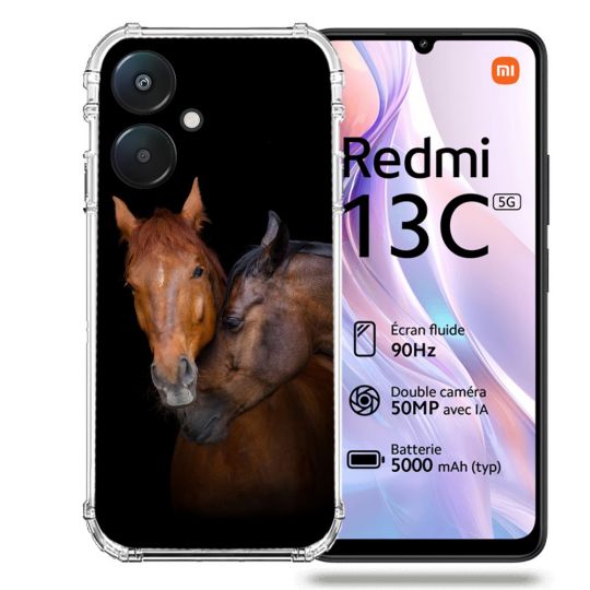 Coque Renforcée Pour Xiaomi Redmi 13C 5G Animal Cheval Marron