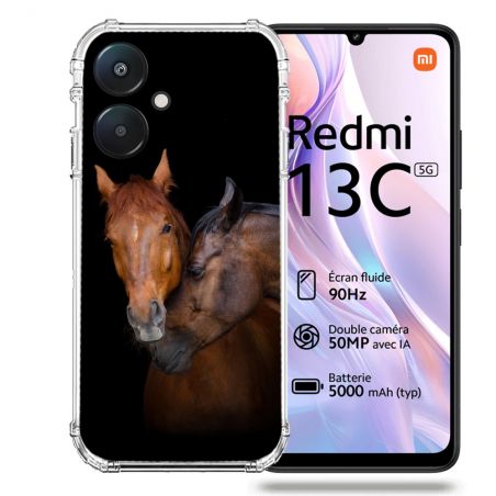 Coque Renforcée Pour Xiaomi Redmi 13C 5G Animal Cheval Marron