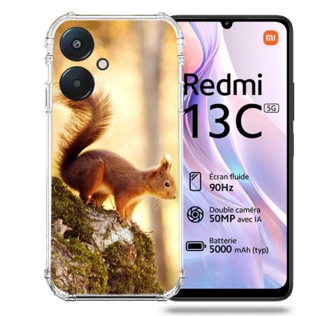 Coque Renforcée Pour Xiaomi Redmi 13C 5G Animal Ecureuil Bois