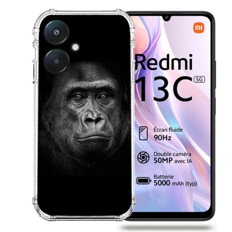 Coque Renforcée Pour Xiaomi Redmi 13C 5G Animal Gorille Noir