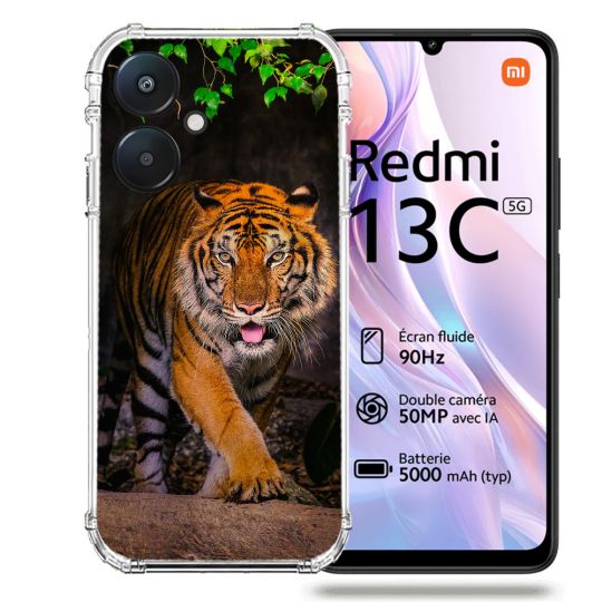 Coque Renforcée Pour Xiaomi Redmi 13C 5G Animal Tigre Jungle