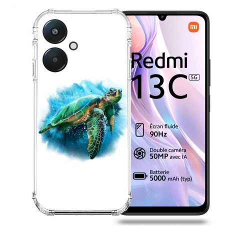 Coque Renforcée Pour Xiaomi Redmi 13C 5G Animal Tortue Blanche multicolore