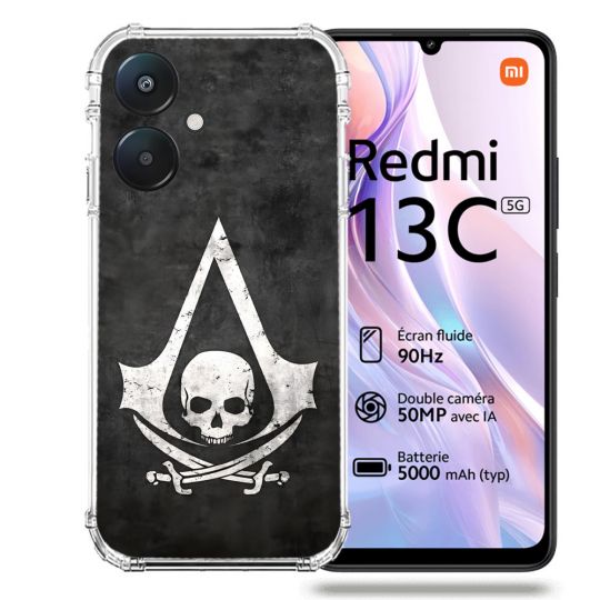 Coque Renforcée Pour Xiaomi Redmi 13C 5G Assassin Creed Tete Mort