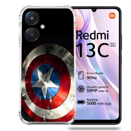 Coque Renforcée Pour Xiaomi Redmi 13C 5G Captain America Bouclier