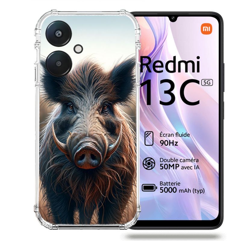 Coque Renforcée Pour Xiaomi Redmi 13C 5G Chasse Sanglier Attaque