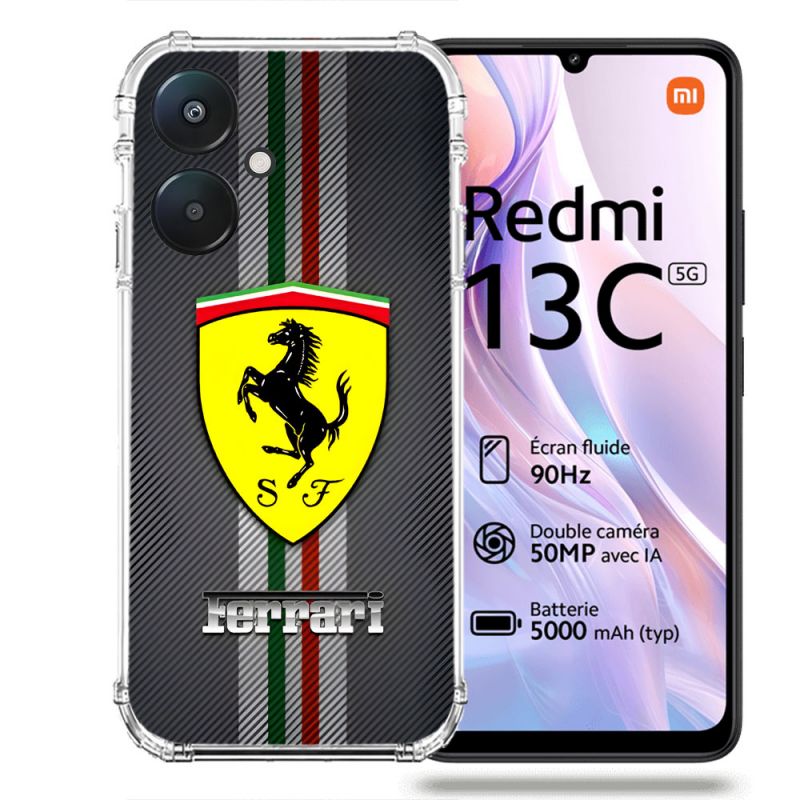Coque Renforcée Pour Xiaomi Redmi 13C 5G Ferrari Carbone