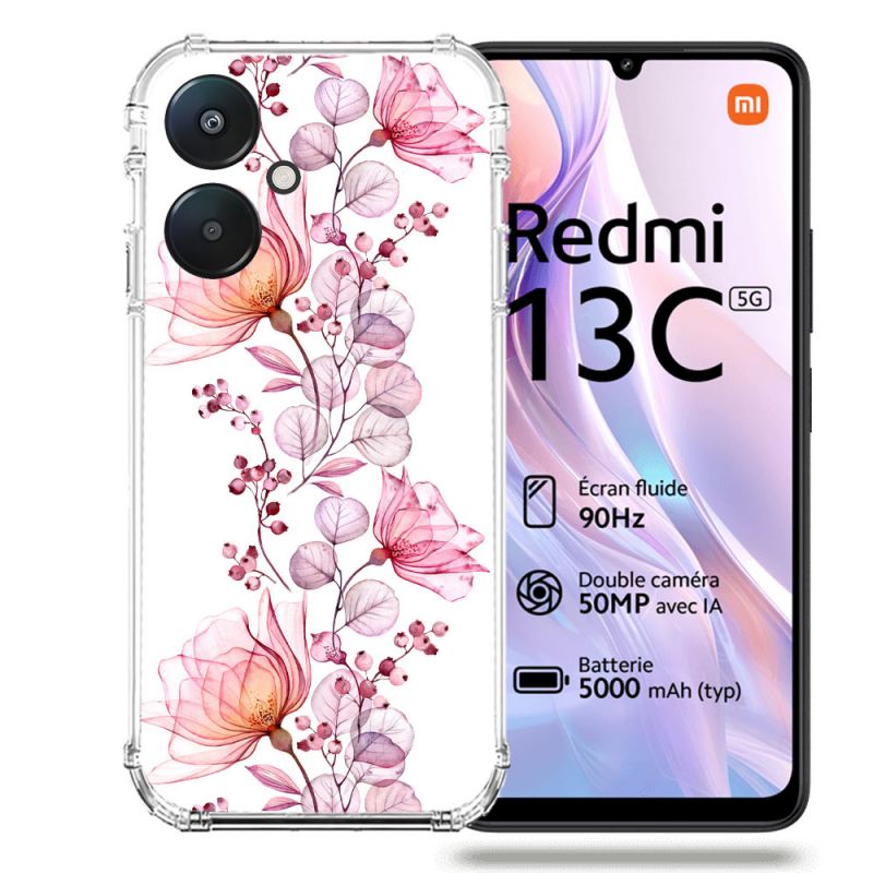Coque Renforcée Pour Xiaomi Redmi 13C 5G Fleur Eclosion