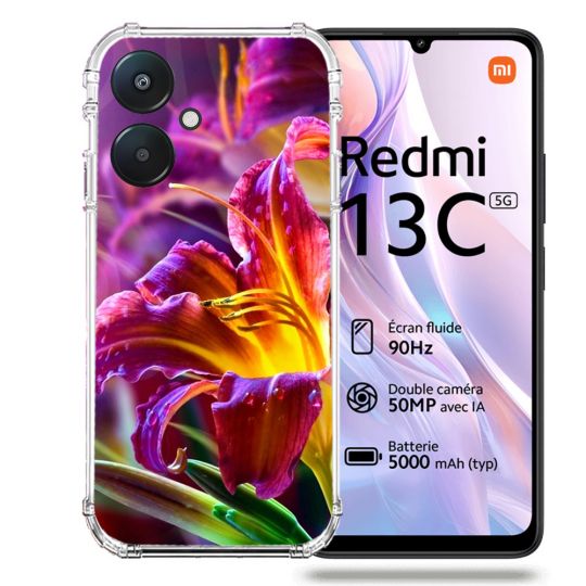 Coque Renforcée Pour Xiaomi Redmi 13C 5G Fleur Lys Color