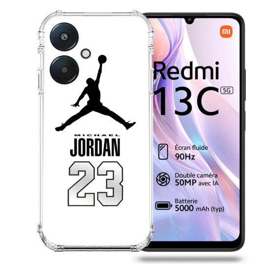 Coque Renforcée Pour Xiaomi Redmi 13C 5G Jordan 23 Blanc