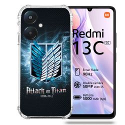 Coque Renforcée Pour Xiaomi Redmi 13C 5G Manga Attaque Titans Noir
