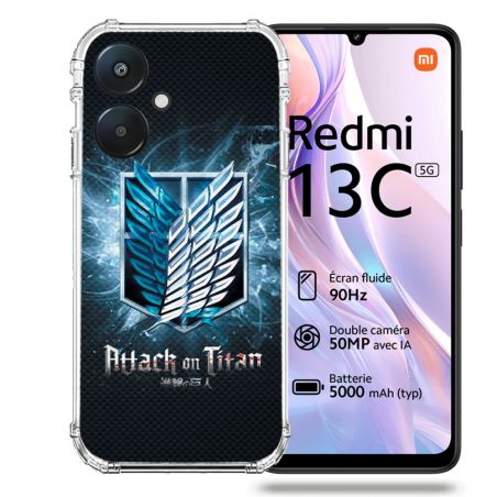 Coque Renforcée Pour Xiaomi Redmi 13C 5G Manga Attaque Titans Noir