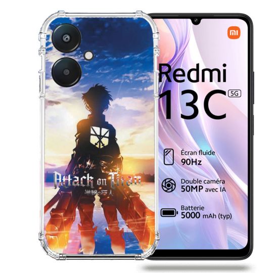 Coque Renforcée Pour Xiaomi Redmi 13C 5G Manga Attaque Titans Soleil