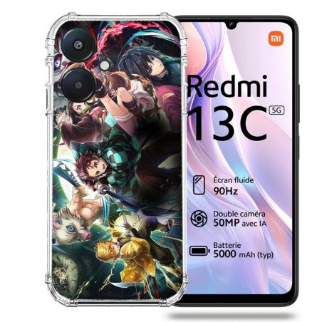 Coque Renforcée Pour Xiaomi Redmi 13C 5G Manga Demon Slayer Groupe