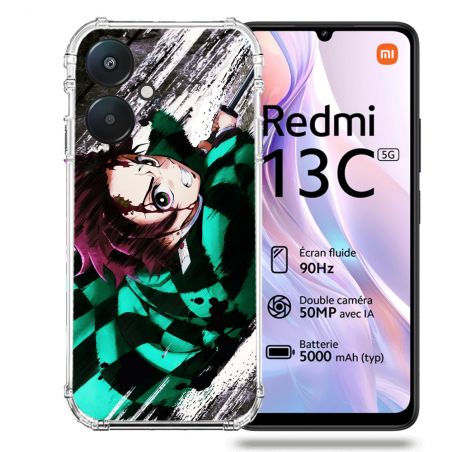 Coque Renforcée Pour Xiaomi Redmi 13C 5G Manga Demon Slayer Tanjiro