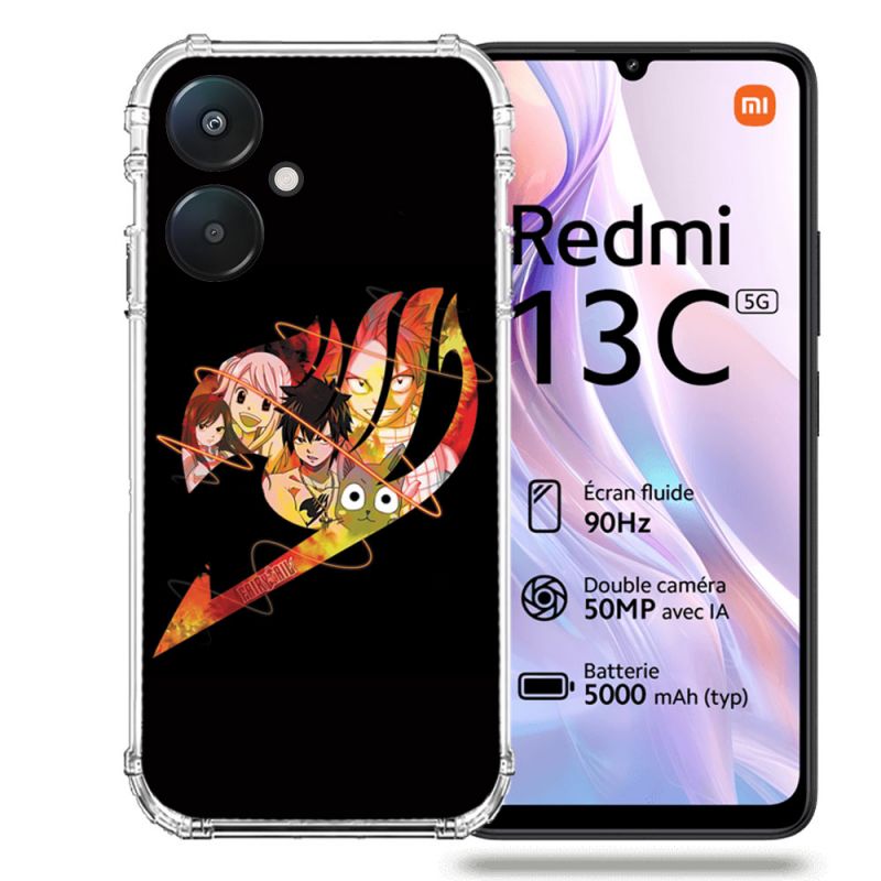 Coque Renforcée Pour Xiaomi Redmi 13C 5G Manga Fairy Tail Logo Noir