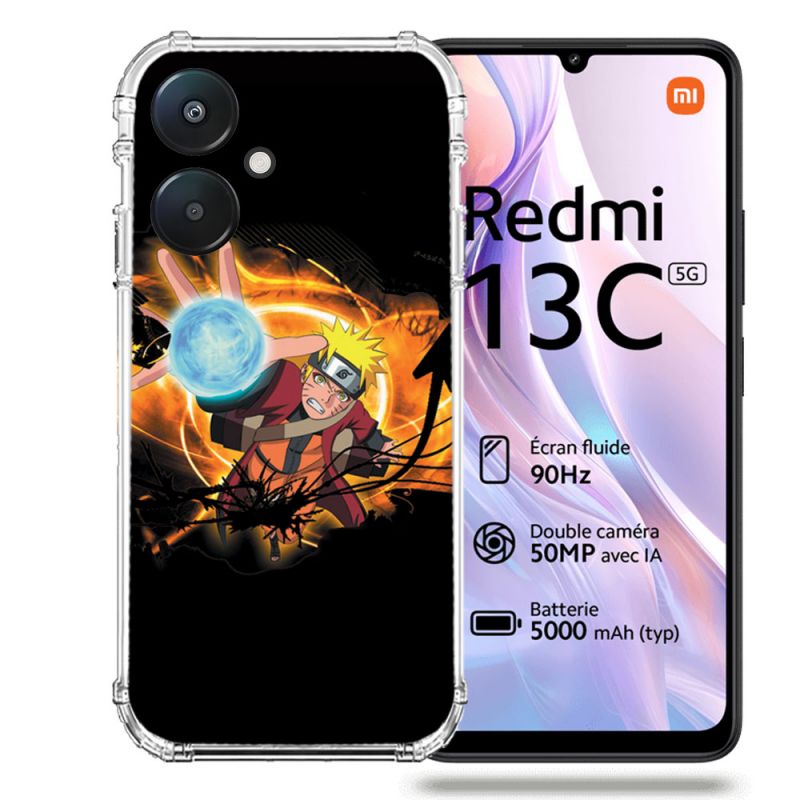 Coque Renforcée Pour Xiaomi Redmi 13C 5G Manga Naruto Noir
