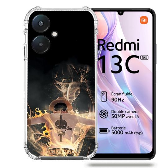 Coque Renforcée Pour Xiaomi Redmi 13C 5G Manga One Piece Ace Noir