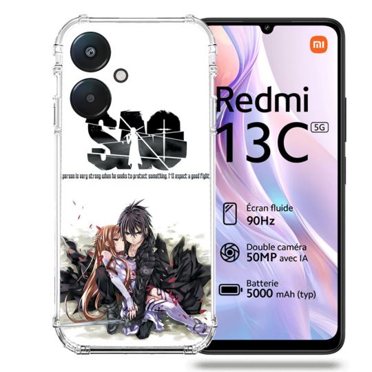 Coque Renforcée Pour Xiaomi Redmi 13C 5G Manga SAO sword Art Online Blanc
