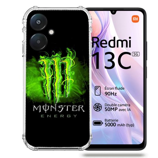 Coque Renforcée Pour Xiaomi Redmi 13C 5G Monster Energy Vert