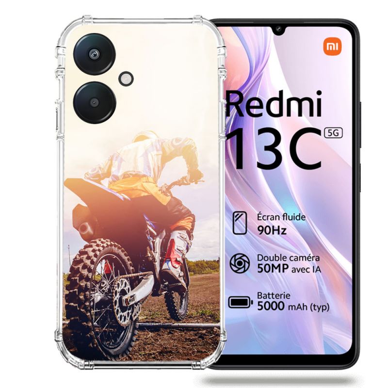 Coque Renforcée Pour Xiaomi Redmi 13C 5G Moto Cross Soleil