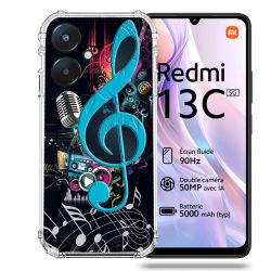 Coque Renforcée Pour Xiaomi Redmi 13C 5G Musique Cle Sol Bleu
