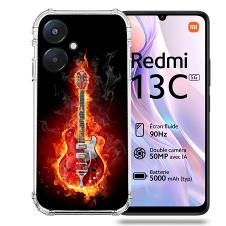 Coque Renforcée Pour Xiaomi Redmi 13C 5G Musique Guitare Electrique