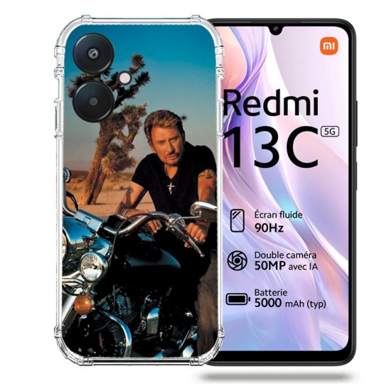 Coque Renforcée Pour Xiaomi Redmi 13C 5G Musique Johnny Hallyday Moto