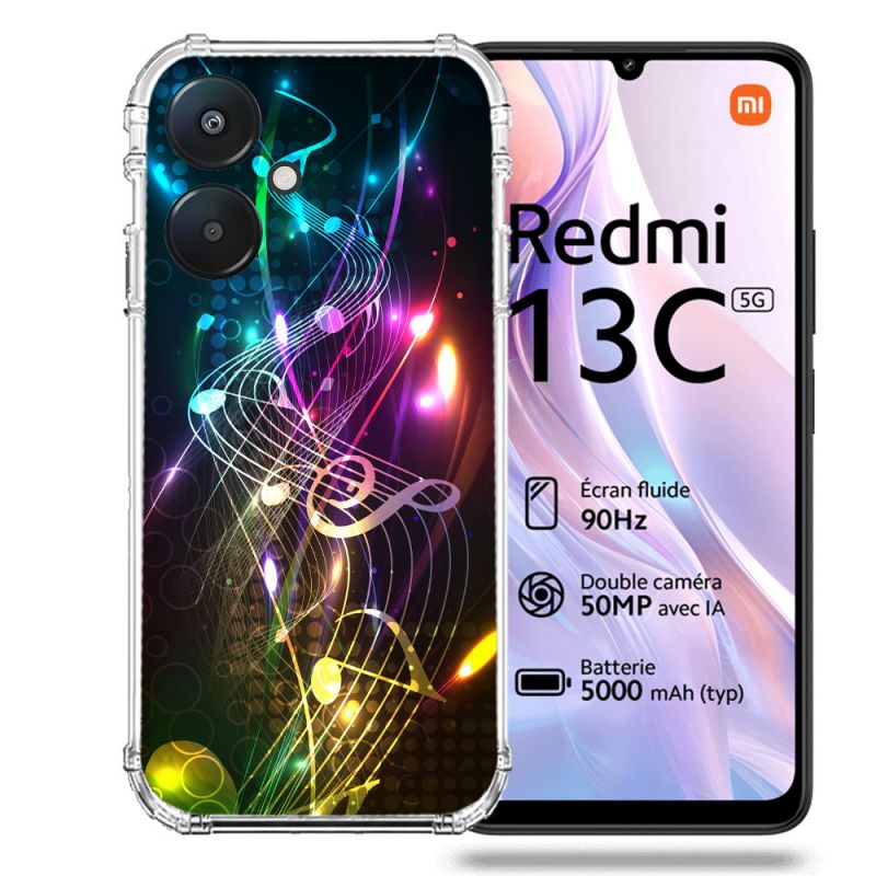 Coque Renforcée Pour Xiaomi Redmi 13C 5G Musique Partition Multicolore